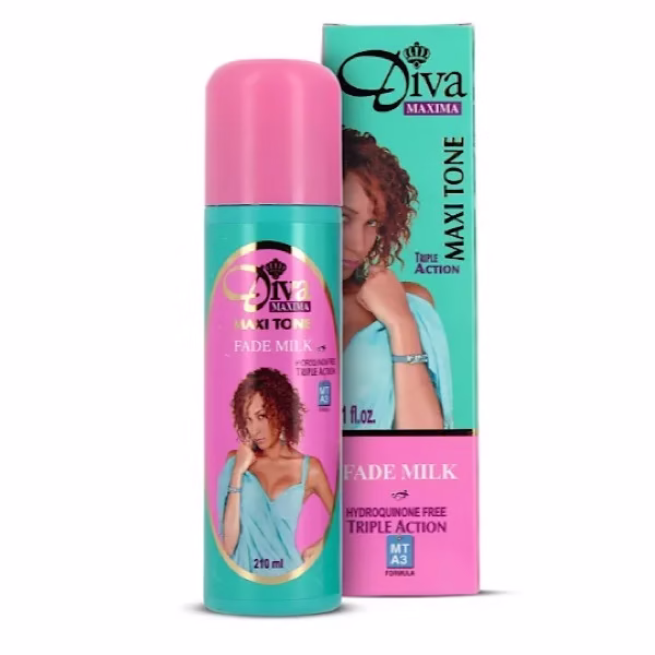 <span style="font-size: 95%;"><strong><span style="color: #ff00ff;">PRODUCT INFORMATION</span></strong></span> <strong>Diva Maxima Triple Action Maxi Tone Fade Milk Skin Lotion </strong><strong>11.8 oz / 350 ml 100% authentic,</strong> <h3><strong><span style="color: #ff00ff;">Maxi Tone Fade Milk Skin Lotion 350 ml</span></strong></h3> <strong>Fast & free delivery</strong> <strong>Diva Maxima Maxi tone Fade Milk assures you a fast and safe clarifying treatment.</strong> <strong>The MTA3 hydroquinone free formulated ingredients work in synergy to achieve clarifying (AHA) rejuvenating (Fruit Acids) and purifying action (Allantoin).</strong> <strong>You will get an evenly clear firm and radiant skin.</strong> <strong>Package Included: 1 x Diva maxima triple action maxi tone fade milk skin lotion 350ml</strong> Maxi Tone Fade Milk Skin Lotion 350 ml 2 <span style="font-size: 95%;"><strong><span style="color: #ff00ff;">PRODUCT INFORMATION</span></strong></span> <strong>Diva Maxima Triple Action Maxi Tone Fade Milk Skin Lotion </strong><strong>11.8 oz / 350 ml 100% authentic,</strong> <h3><strong><span style="color: #ff00ff;">Maxi Tone Fade Milk Skin Lotion 350 ml</span></strong></h3> <strong>Fast & free delivery</strong> <strong>Diva Maxima Maxi tone Fade Milk assures you a fast and safe clarifying treatment.</strong> <strong>The MTA3 hydroquinone free formulated ingredients work in synergy to achieve clarifying (AHA) rejuvenating (Fruit Acids) and purifying action (Allantoin).</strong> <strong>You will get an evenly clear firm and radiant skin.</strong> <strong>Package Included: 1 x Diva maxima triple action maxi tone fade milk skin lotion 350ml</strong> Maxi Tone Fade Milk Skin Lotion 350 ml